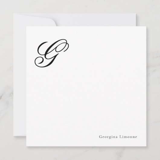 Elegante Script Monogram Persoonlijk Notitiekaartje (Voorkant)