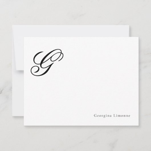 Elegante Script Monogram Persoonlijk Notitiekaartje (Voorkant)