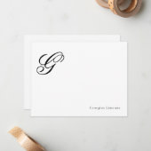 Elegante Script Monogram Persoonlijk Notitiekaartje (Voorkant / Achterkant in situ)