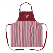 Elegante script monogram rood gestreepte Bourgondi