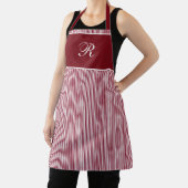 Elegante script monogram rood gestreepte Bourgondi Schort (Insitu)