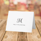 Elegante script monogram zwart-wit notitiekaarten