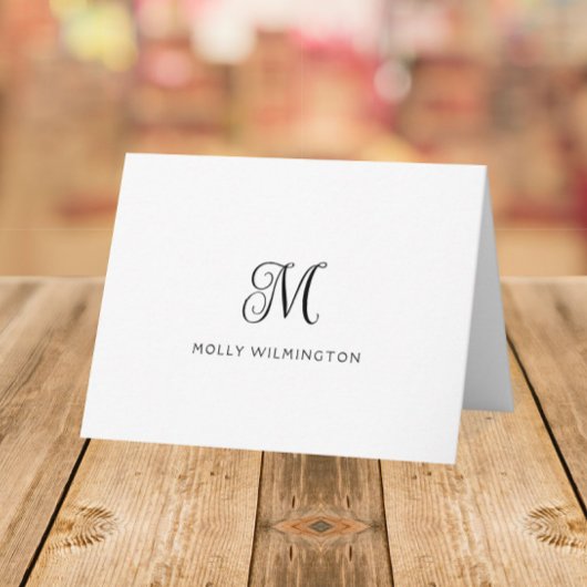 Elegante script monogram zwart-wit notitiekaarten