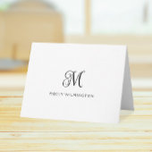 Elegante script monogram zwart-wit notitiekaarten