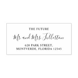 Elegante script Mr en Mrs huwelijksretouradres Zelfinktende Stempel
