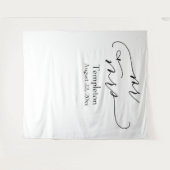 Elegante Script Mr & Mrs Eenvoudige Foto Achtergro Wandkleed (Voorkant (horizontaal))