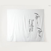 Elegante Script Mr & Mrs Eenvoudige Foto Achtergro Wandkleed (Voorkant (horizontaal))