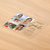 Elegante Script Multi Foto Afstudeerfeest Acryl Uitnodigingen (Laagn)