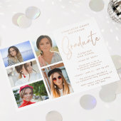 Elegante Script Multi Foto Afstudeerfeest Folie Uitnodiging