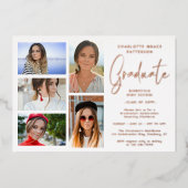 Elegante Script Multi Foto Afstudeerfeest Folie Uitnodiging (Voorkant)