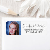 Elegante Script Naam Aangepaste Foto Retouradres Etiket (Insitu)