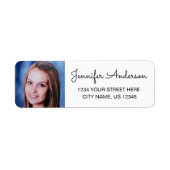 Elegante Script Naam Aangepaste Foto Retouradres Etiket (Voorkant)