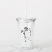 Elegante Script Naam Anjer Januari Geboorte Bloem Acryl Drinkbeker (Voorkant)