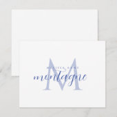 Elegante script naam blauwe monogram plat notitiek notitiekaartje (Voorkant / Achterkant)