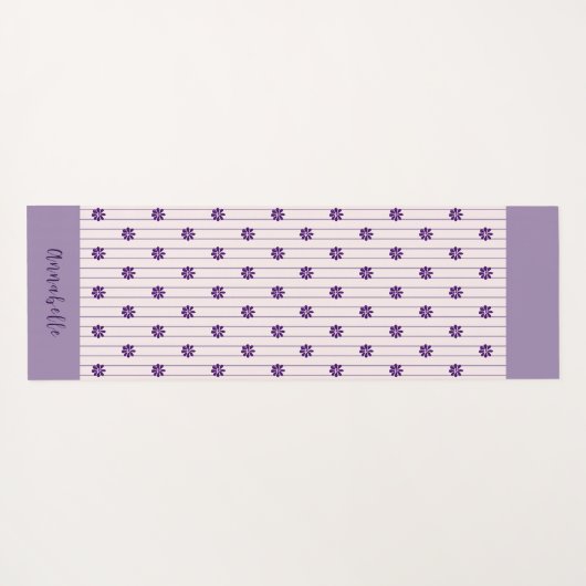 Elegante Script Naam Bloemen, Blush, Violet Gestre Yogamat (Achterkant (horizontaal))