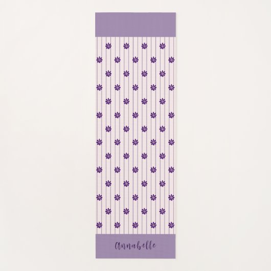 Elegante Script Naam Bloemen, Blush, Violet Gestre Yogamat (Voorkant)