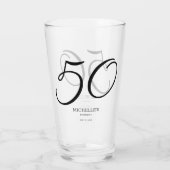 Elegante script naam datum 50ste verjaardag glas (Achterkant)