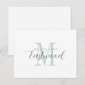 Elegante Script Naam Groene Monogram Platte Nota K Notitiekaartje (Voorkant / Achterkant)