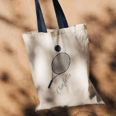 Elegante Script Naam Monogram Tennis Coach Custom Tote Bag