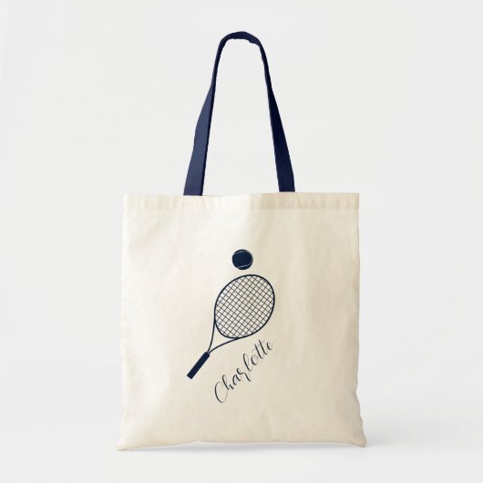 Elegante Script Naam Monogram Tennis Coach Custom Tote Bag (Voorkant)
