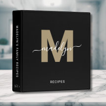 Elegante Script Naam Monogram Zwart Goud Recept