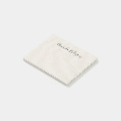 Elegante Script Naam op Beige Faux Canvas Textuur Post-it® Notes (Schuin)
