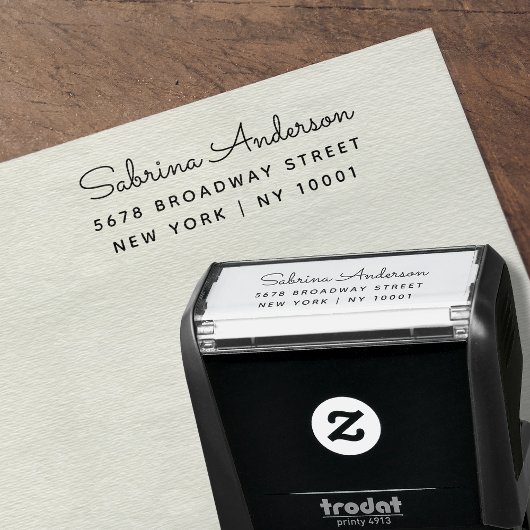 Elegante Script Naam Retouradres Minimalistisch Zelfinktende Stempel