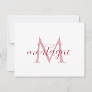 Elegante script naam rood monogram plat notitiekaa notitiekaartje