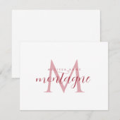 Elegante script naam rood monogram plat notitiekaa notitiekaartje (Voorkant / Achterkant)