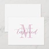 Elegante Script Naam Roze Monogram Platte Nota Kaa Notitiekaartje (Voorkant / Achterkant)