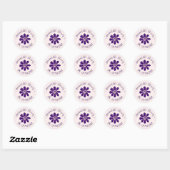 Elegante Script - Naam Telefoon - Bloem Ronde Sticker (Vel)