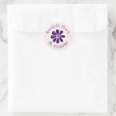 Elegante Script - Naam Telefoon - Bloem Ronde Sticker (Tas)