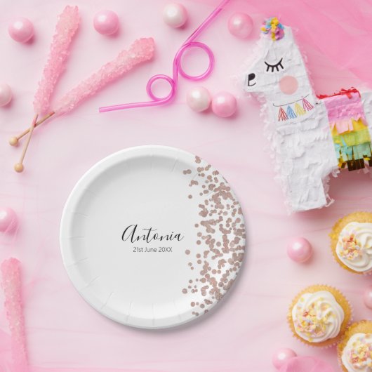 Elegante Script Naam Verjaardag Papieren Bordje (Feest)