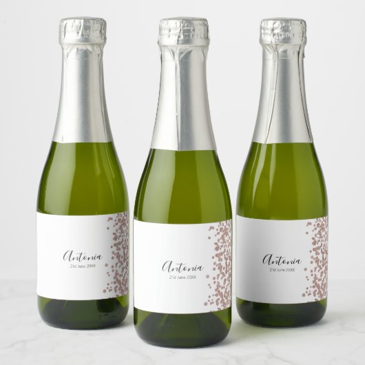Elegante script naam verjaardag  sparkling wijnetiket (Flessen)