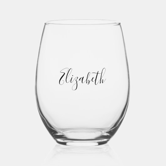 Elegante script naam vrouw wijnglas zonder voet (Voorkant)