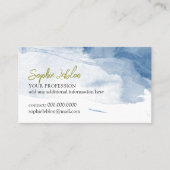 Elegante Script Naam Waterverf Blauw Wit Contactkaartje (Voorkant)