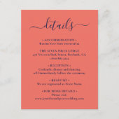 Elegante script Navy Blue en Koraal Huwelijksdetai Informatiekaartje (Voorkant)