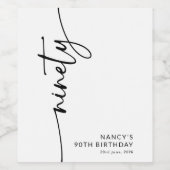 Elegante Script Negentig 90ste Verjaardag Wijn Etiket (Enkel label)