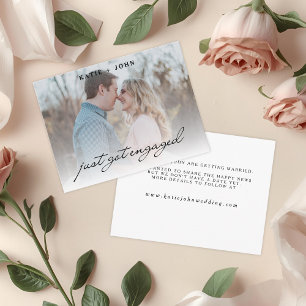 Elegante Script Net Verloved Foto Verlovingsaankon Aankondigingskaart
