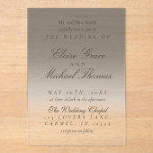 Elegante Script Neutral Black Gradient Wedding Acryl Uitnodigingen (Voorkant)