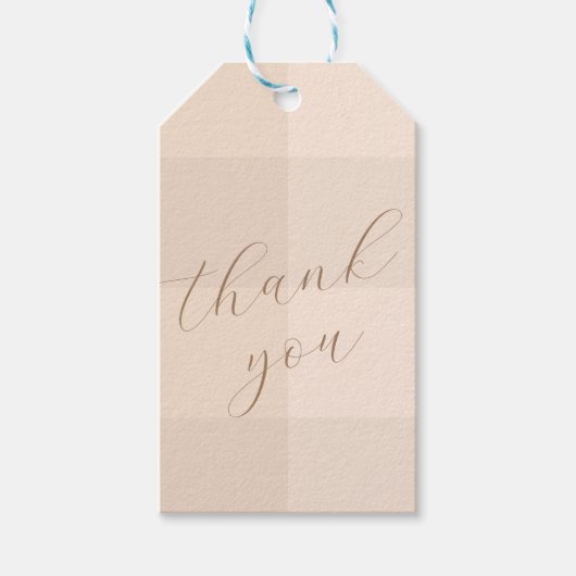Elegante script neutrale geruite bedankjes cadeaulabel (Voorkant)