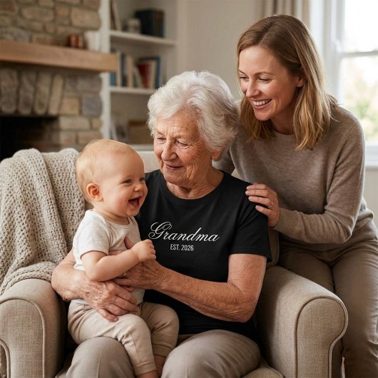 Elegante Script Nieuwe Oma Datum T-shirt