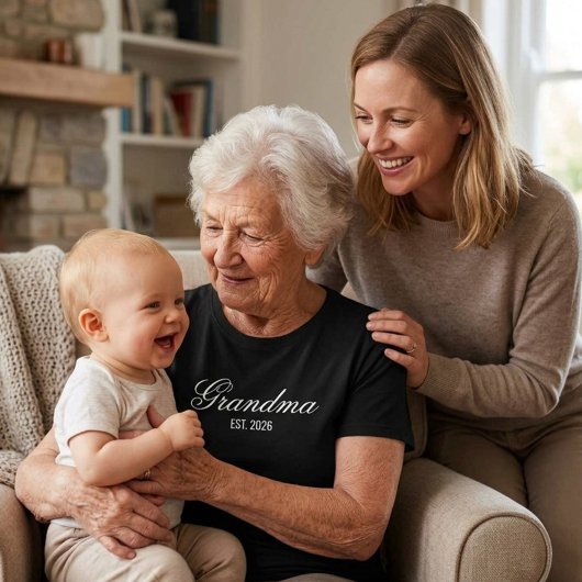 Elegante Script Nieuwe Oma Datum T-shirt