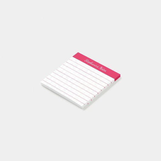 Elegante script notities kersrood gelinieerd post-it® notes (Schuin)