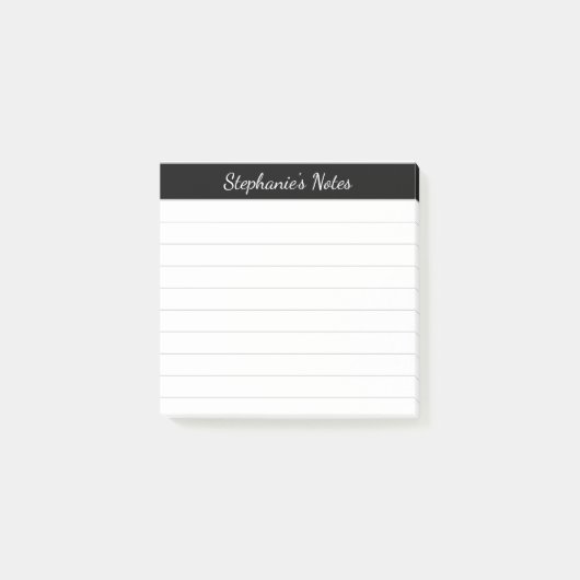 Elegante script notities zwart grijs gelinieerd post-it® notes (Voorkant)