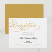 Elegante Script Ontvankaart - Goud & Zwart Informatiekaartje (Voorkant / Achterkant)