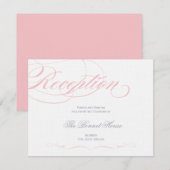 Elegante Script Ontvankaart - Roze Roos Informatiekaartje (Voorkant / Achterkant)