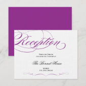 Elegante Script Ontvartingskaart - Paars Informatiekaartje (Voorkant / Achterkant)