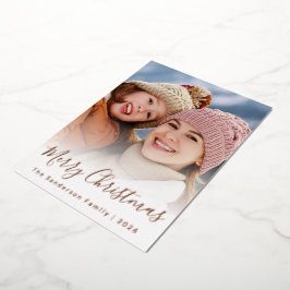 Elegante Script Overlay Aangepaste Foto Kerstmis Folie Feestdagenkaart