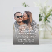Elegante Script Overlay Afbeelding Huwelijk Kaart (Staand voorkant)